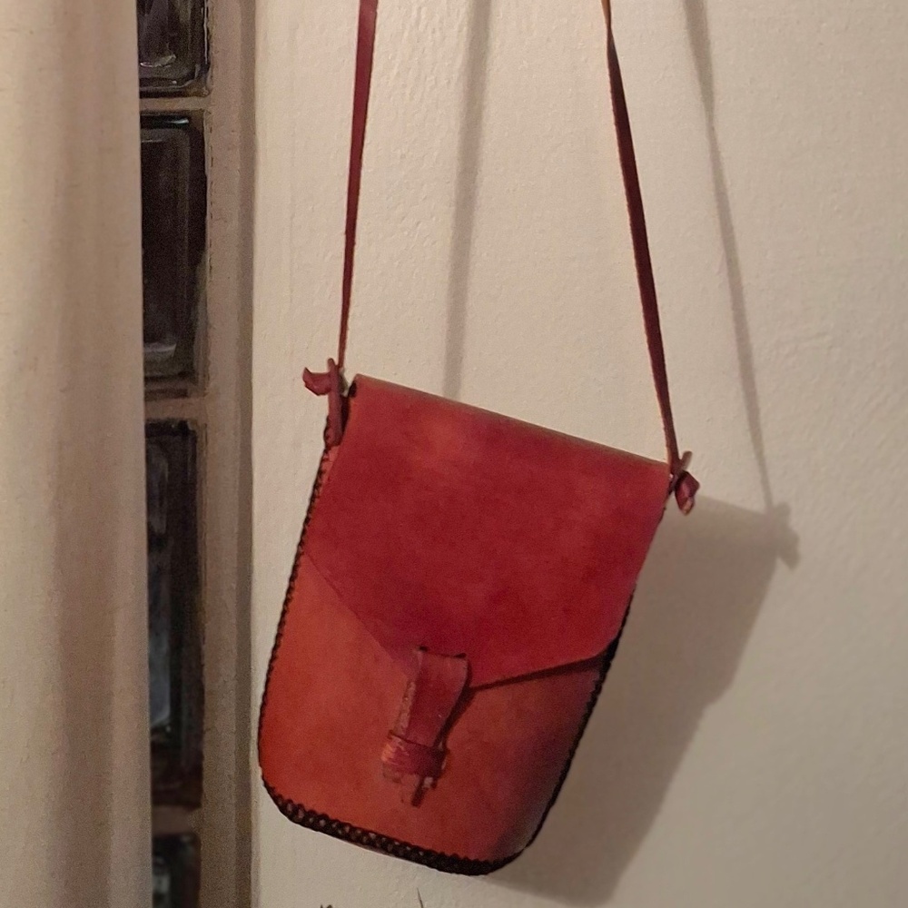 Red Leather Cross-body Purse